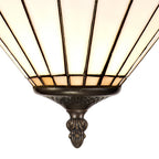 NLK03349 Umbrian 3 Light Semi Ceiling With 30cm Tiffany Shade Grey/Chrome/Crystal/Aged Antique Brass