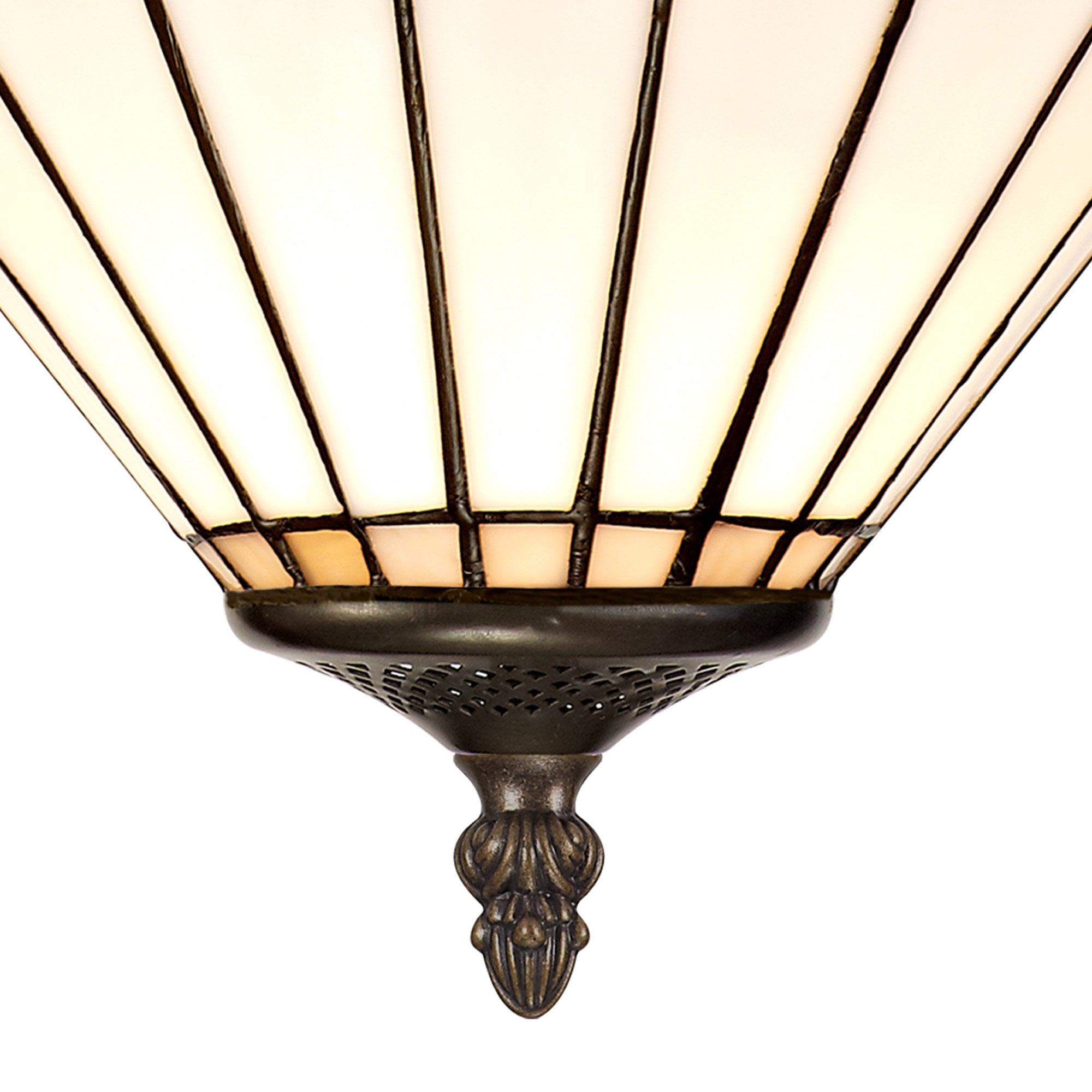 NLK03349 Umbrian 3 Light Semi Ceiling With 30cm Tiffany Shade Grey/Chrome/Crystal/Aged Antique Brass