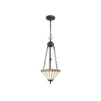 NLK03359 Umbrian 2 Light Up Lighter Pendant With 30cm Tiffany Shade Grey/Chrome/Crystal/Aged Antique Brass