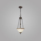 NLK03359 Umbrian 2 Light Up Lighter Pendant With 30cm Tiffany Shade Grey/Chrome/Crystal/Aged Antique Brass