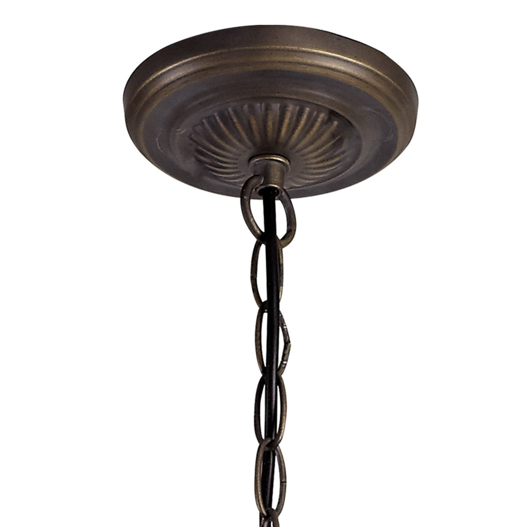 NLK03359 Umbrian 2 Light Up Lighter Pendant With 30cm Tiffany Shade Grey/Chrome/Crystal/Aged Antique Brass