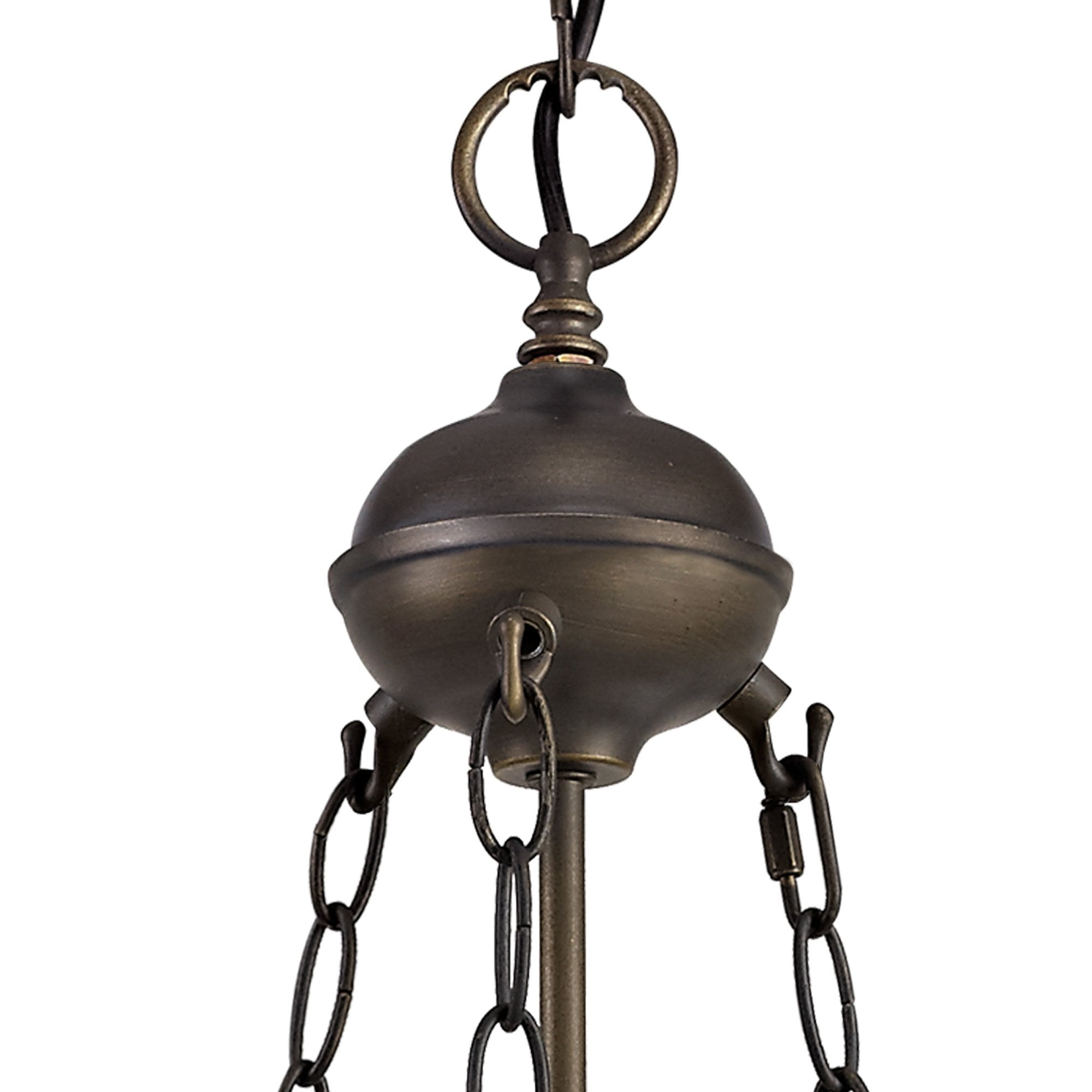 NLK03359 Umbrian 2 Light Up Lighter Pendant With 30cm Tiffany Shade Grey/Chrome/Crystal/Aged Antique Brass