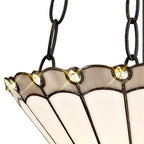 NLK03359 Umbrian 2 Light Up Lighter Pendant With 30cm Tiffany Shade Grey/Chrome/Crystal/Aged Antique Brass