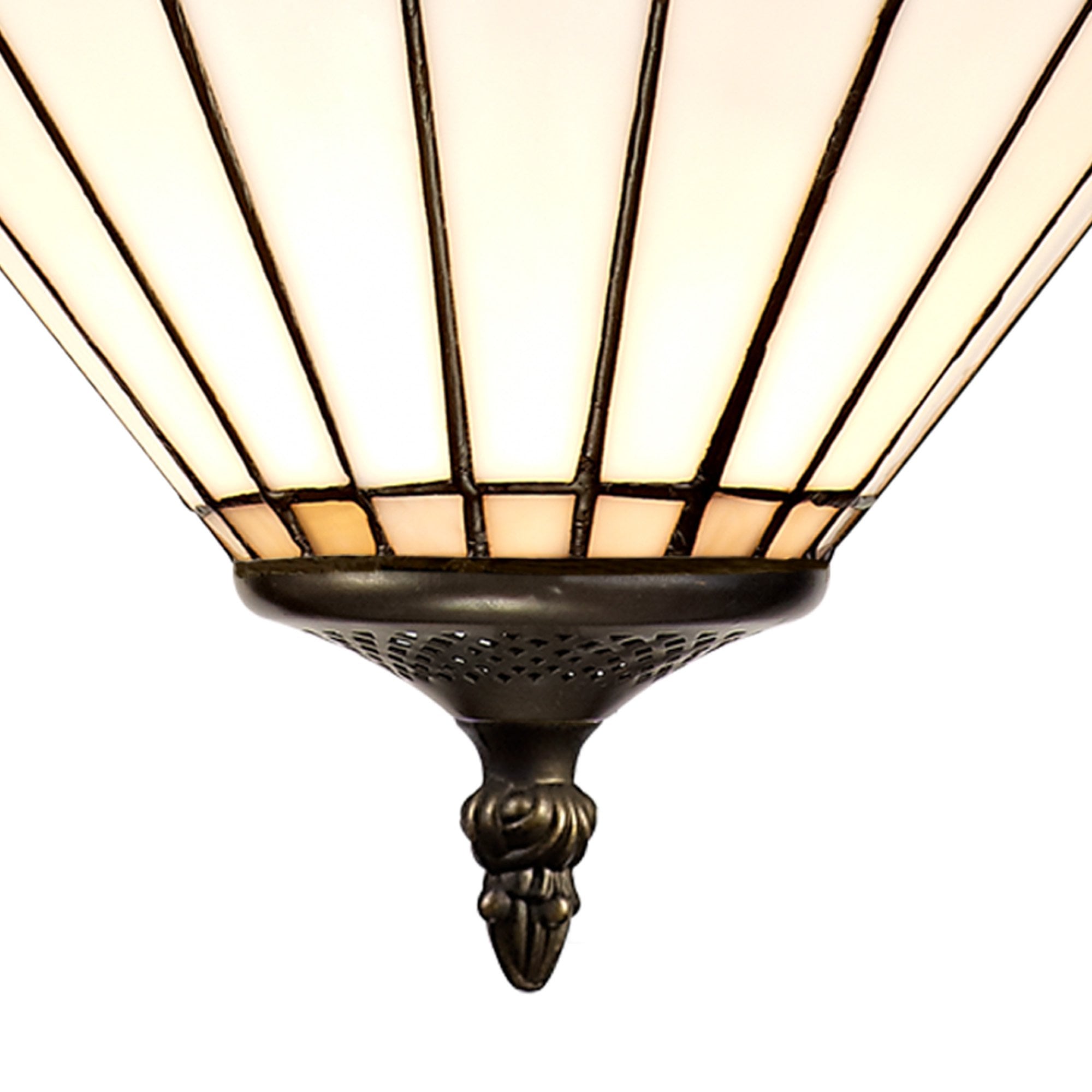 NLK03359 Umbrian 2 Light Up Lighter Pendant With 30cm Tiffany Shade Grey/Chrome/Crystal/Aged Antique Brass