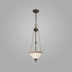 NLK03369 Umbrian 3 Light Up Lighter Pendant With 30cm Tiffany Shade Grey/Chrome/Crystal/Aged Antique Brass