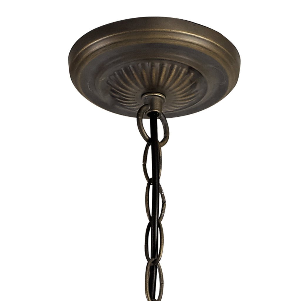 NLK03369 Umbrian 3 Light Up Lighter Pendant With 30cm Tiffany Shade Grey/Chrome/Crystal/Aged Antique Brass