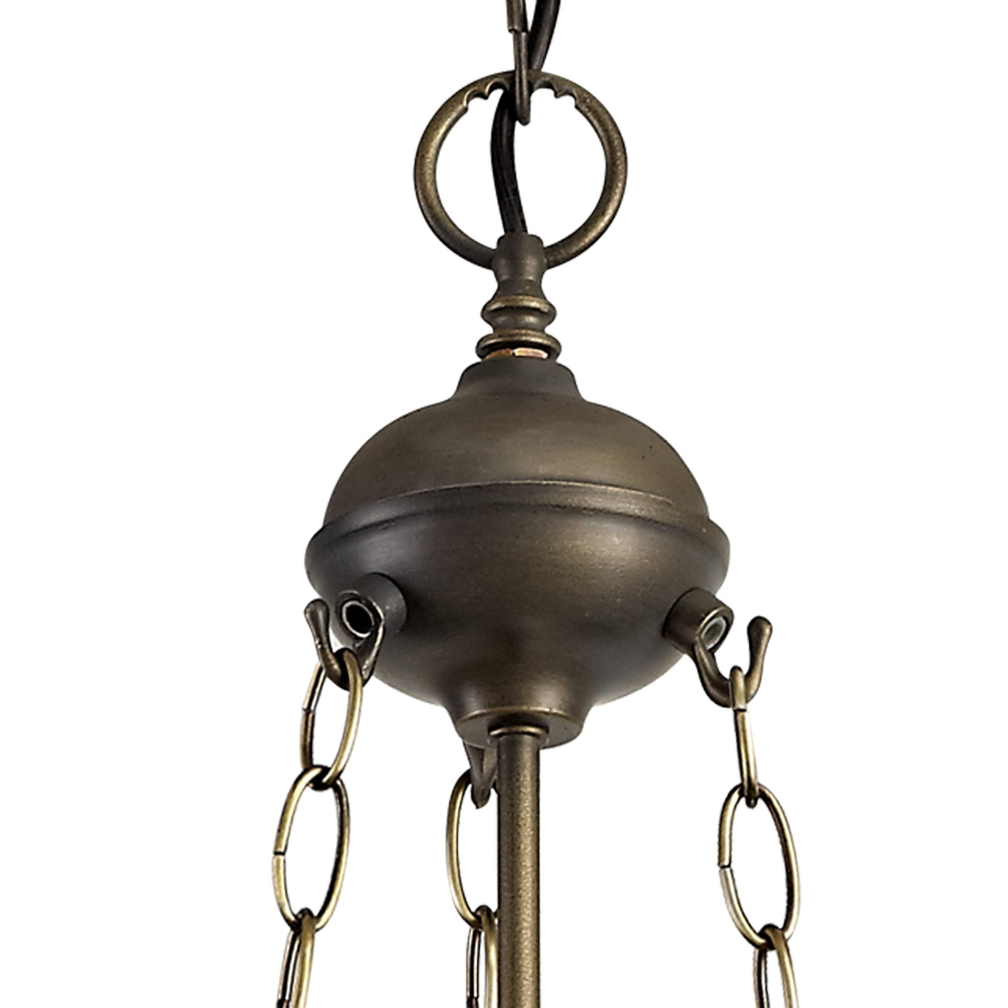 NLK03369 Umbrian 3 Light Up Lighter Pendant With 30cm Tiffany Shade Grey/Chrome/Crystal/Aged Antique Brass