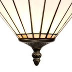 NLK03369 Umbrian 3 Light Up Lighter Pendant With 30cm Tiffany Shade Grey/Chrome/Crystal/Aged Antique Brass