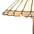 NLK03379 Umbrian 2 Light Tree Like Table Lamp With 40cm Tiffany Shade Grey/Chrome/Crystal/Aged Antique Brass