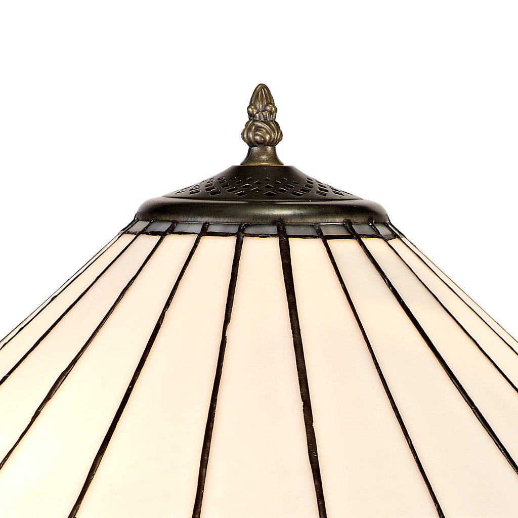 NLK03379 Umbrian 2 Light Tree Like Table Lamp With 40cm Tiffany Shade Grey/Chrome/Crystal/Aged Antique Brass