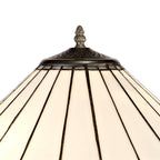 NLK03389 Umbrian 2 Light Curved Table Lamp With 40cm Tiffany Shade Grey/Chrome/Crystal/Aged Antique Brass