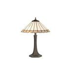 NLK03399 Umbrian 2 Light Octagonal Table Lamp With 40cm Tiffany Shade Grey/Chrome/Crystal/Aged Antique Brass