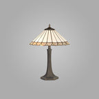 NLK03399 Umbrian 2 Light Octagonal Table Lamp With 40cm Tiffany Shade Grey/Chrome/Crystal/Aged Antique Brass