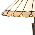 NLK03399 Umbrian 2 Light Octagonal Table Lamp With 40cm Tiffany Shade Grey/Chrome/Crystal/Aged Antique Brass