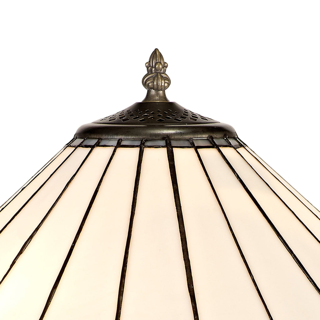 NLK03399 Umbrian 2 Light Octagonal Table Lamp With 40cm Tiffany Shade Grey/Chrome/Crystal/Aged Antique Brass