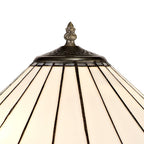 NLK03399 Umbrian 2 Light Octagonal Table Lamp With 40cm Tiffany Shade Grey/Chrome/Crystal/Aged Antique Brass