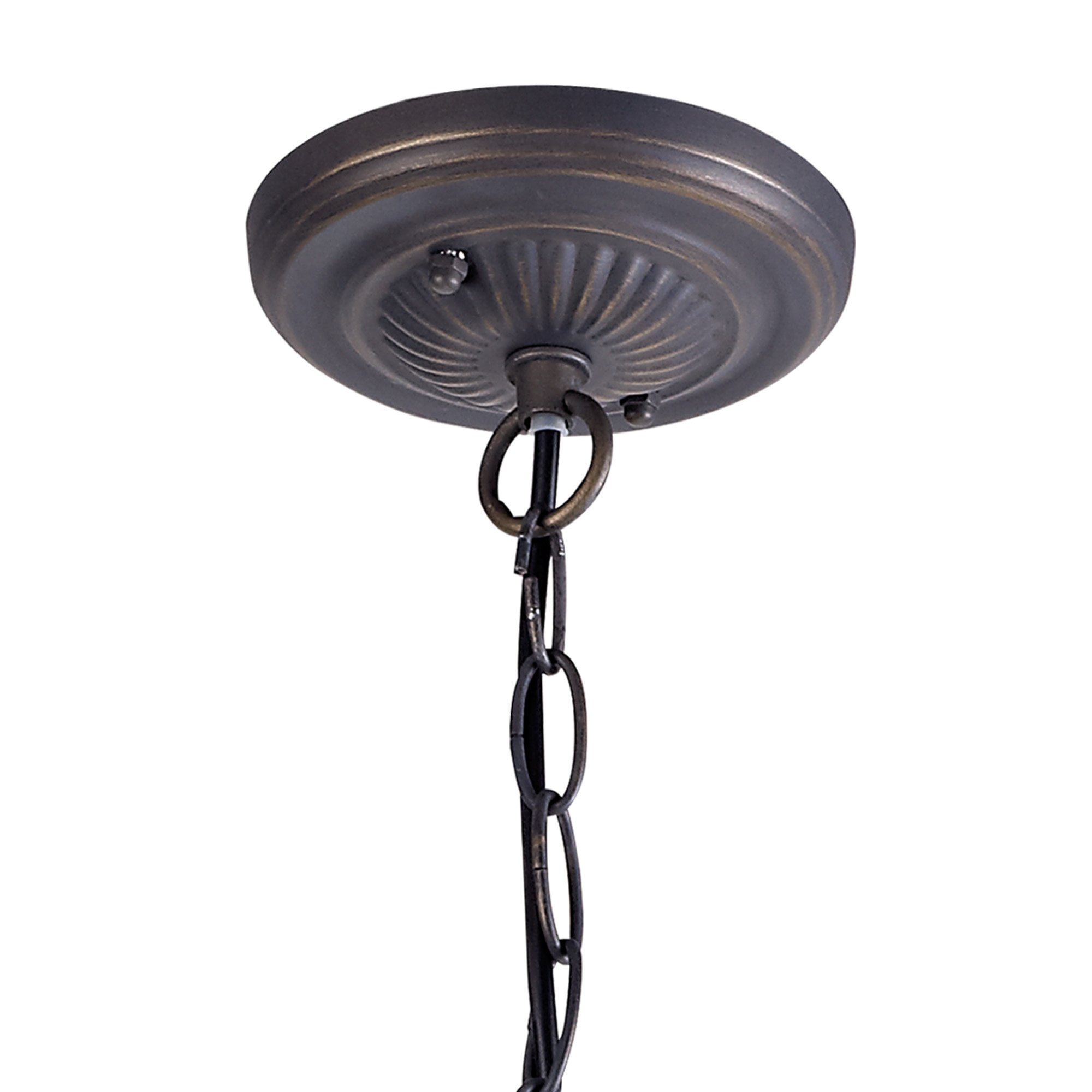 NLK03409 Umbrian 1 Light Down Lighter Pendant With 40cm Tiffany Shade Grey/Chrome/Crystal/Aged Antique Brass