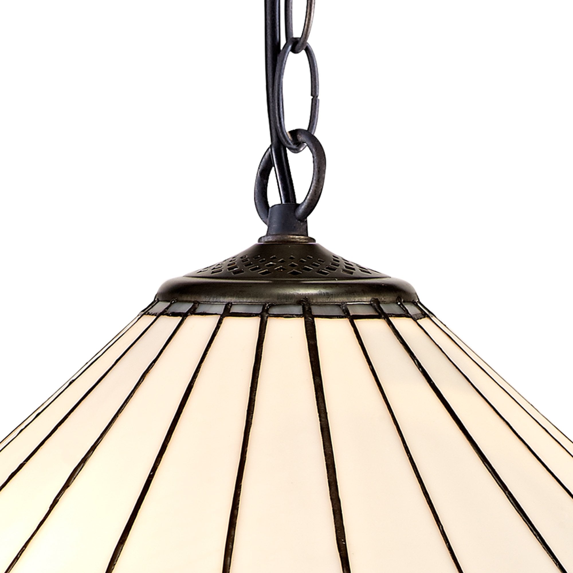 NLK03409 Umbrian 1 Light Down Lighter Pendant With 40cm Tiffany Shade Grey/Chrome/Crystal/Aged Antique Brass
