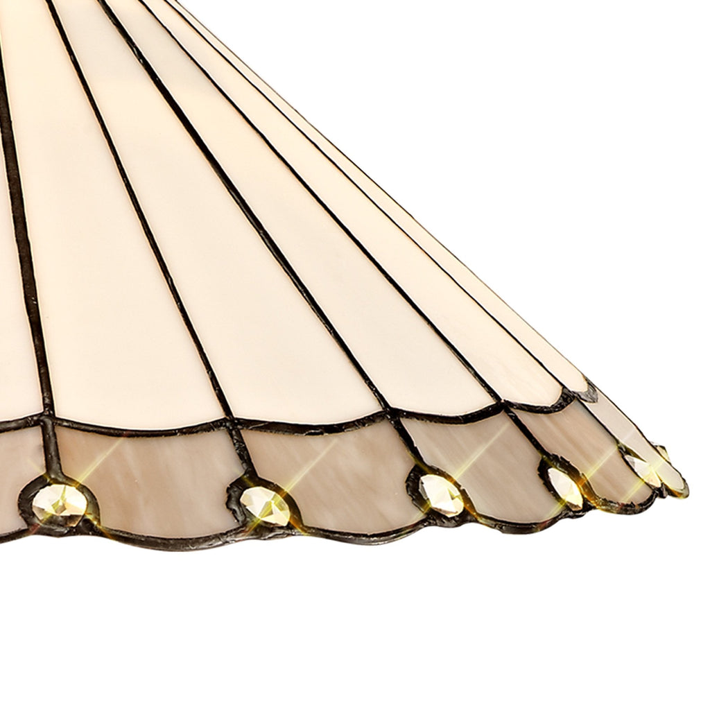 NLK03409 Umbrian 1 Light Down Lighter Pendant With 40cm Tiffany Shade Grey/Chrome/Crystal/Aged Antique Brass