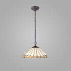NLK03419 Umbrian 2 Light Down Lighter Pendant With 40cm Tiffany Shade Grey/Chrome/Crystal/Aged Antique Brass