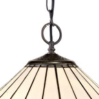 NLK03419 Umbrian 2 Light Down Lighter Pendant With 40cm Tiffany Shade Grey/Chrome/Crystal/Aged Antique Brass