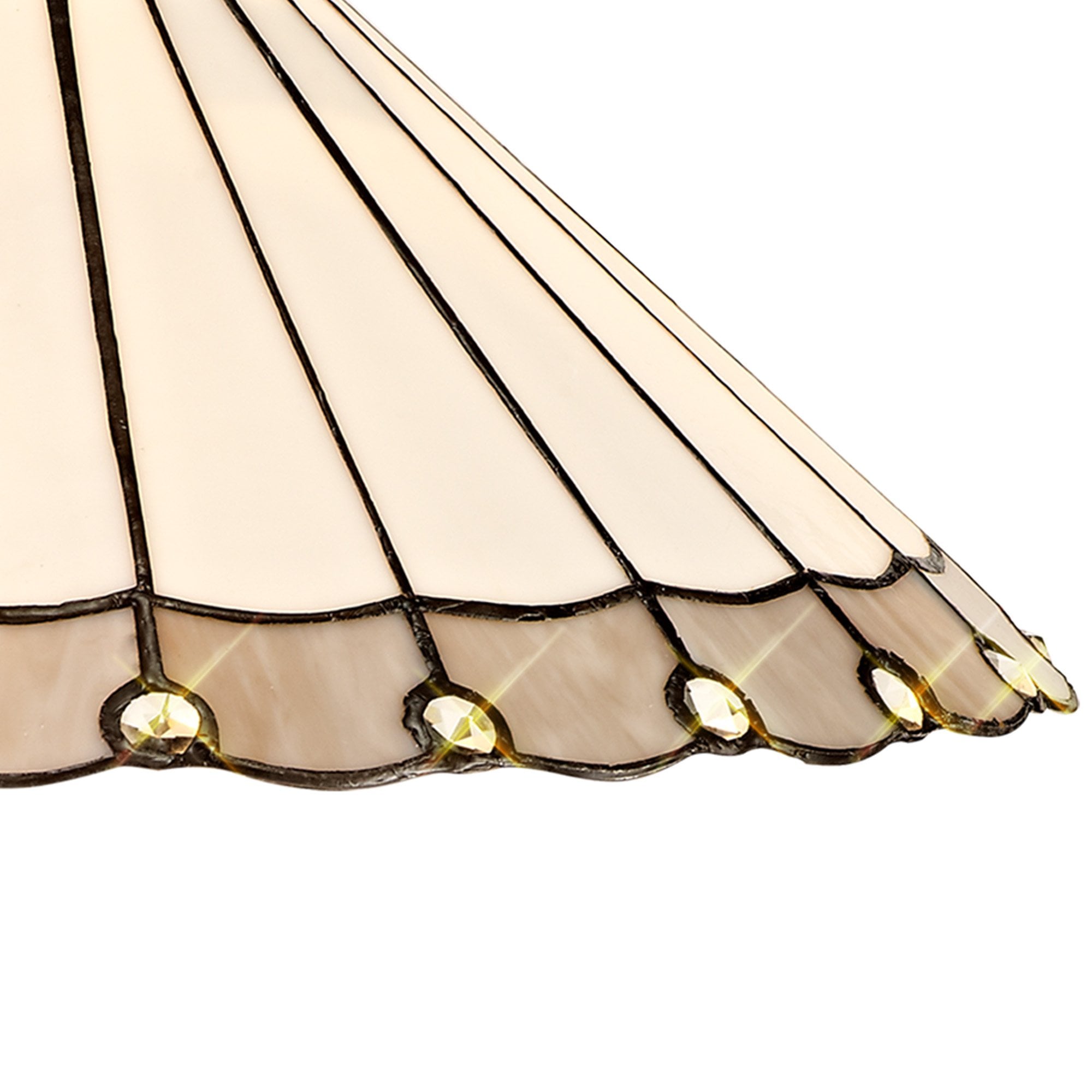 NLK03419 Umbrian 2 Light Down Lighter Pendant With 40cm Tiffany Shade Grey/Chrome/Crystal/Aged Antique Brass