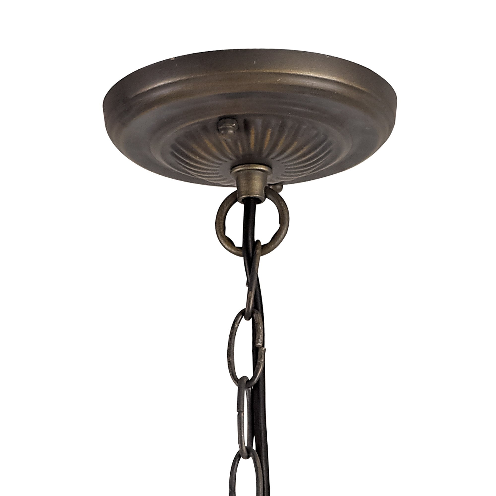 NLK03429 Umbrian 3 Light Down Lighter Pendant With 40cm Tiffany Shade Grey/Chrome/Crystal/Aged Antique Brass