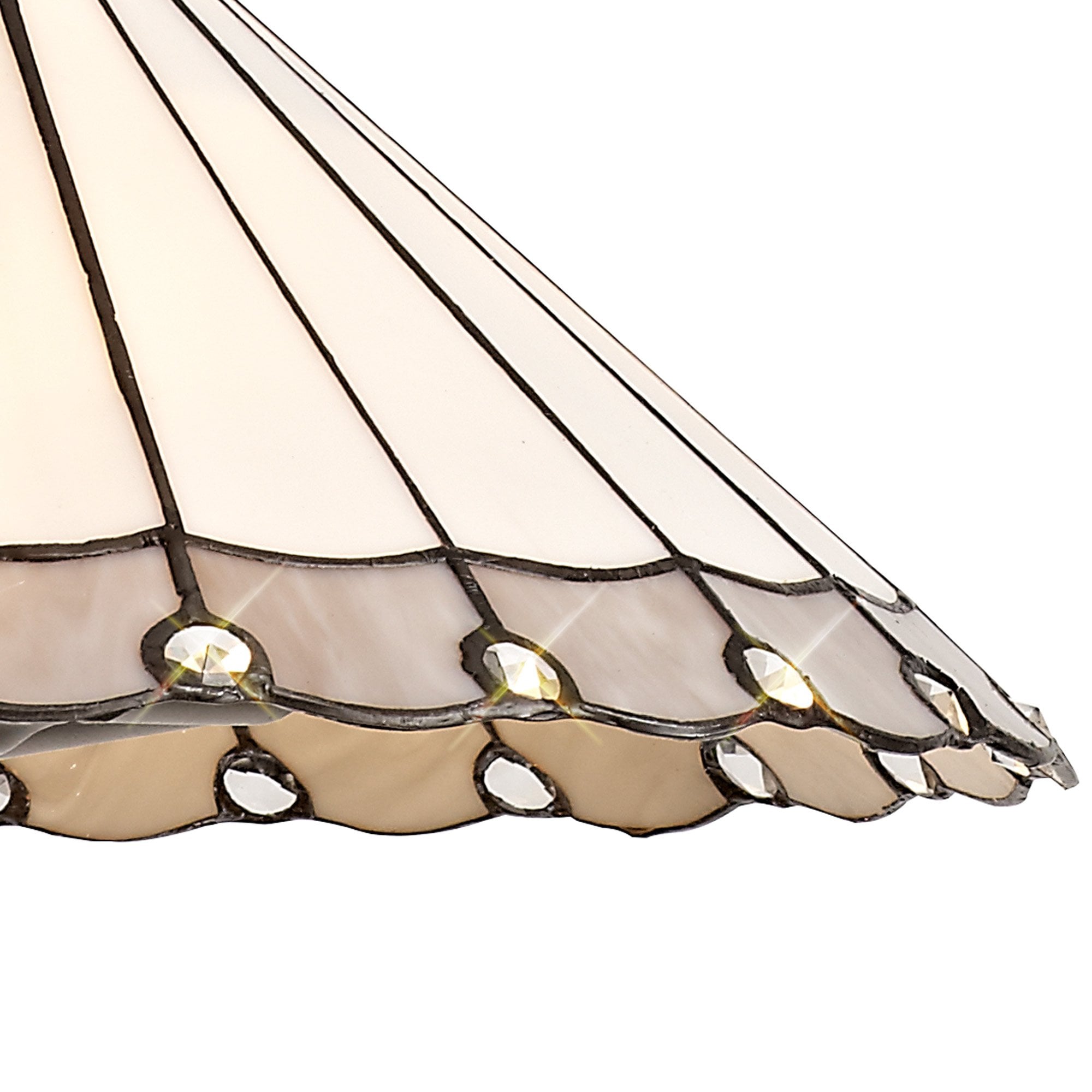 NLK03429 Umbrian 3 Light Down Lighter Pendant With 40cm Tiffany Shade Grey/Chrome/Crystal/Aged Antique Brass