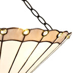 NLK03439 Umbrian 3 Light Semi Ceiling With 40cm Tiffany Shade Grey/Chrome/Crystal/Aged Antique Brass