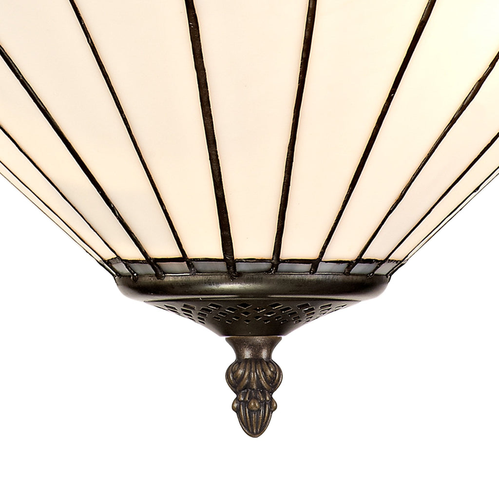 NLK03439 Umbrian 3 Light Semi Ceiling With 40cm Tiffany Shade Grey/Chrome/Crystal/Aged Antique Brass