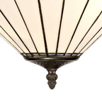 NLK03439 Umbrian 3 Light Semi Ceiling With 40cm Tiffany Shade Grey/Chrome/Crystal/Aged Antique Brass