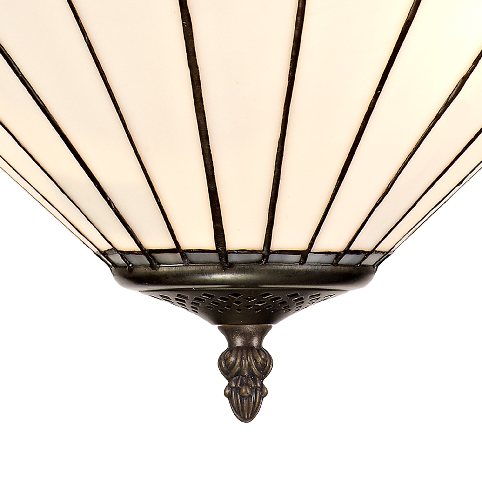 NLK03439 Umbrian 3 Light Semi Ceiling With 40cm Tiffany Shade Grey/Chrome/Crystal/Aged Antique Brass