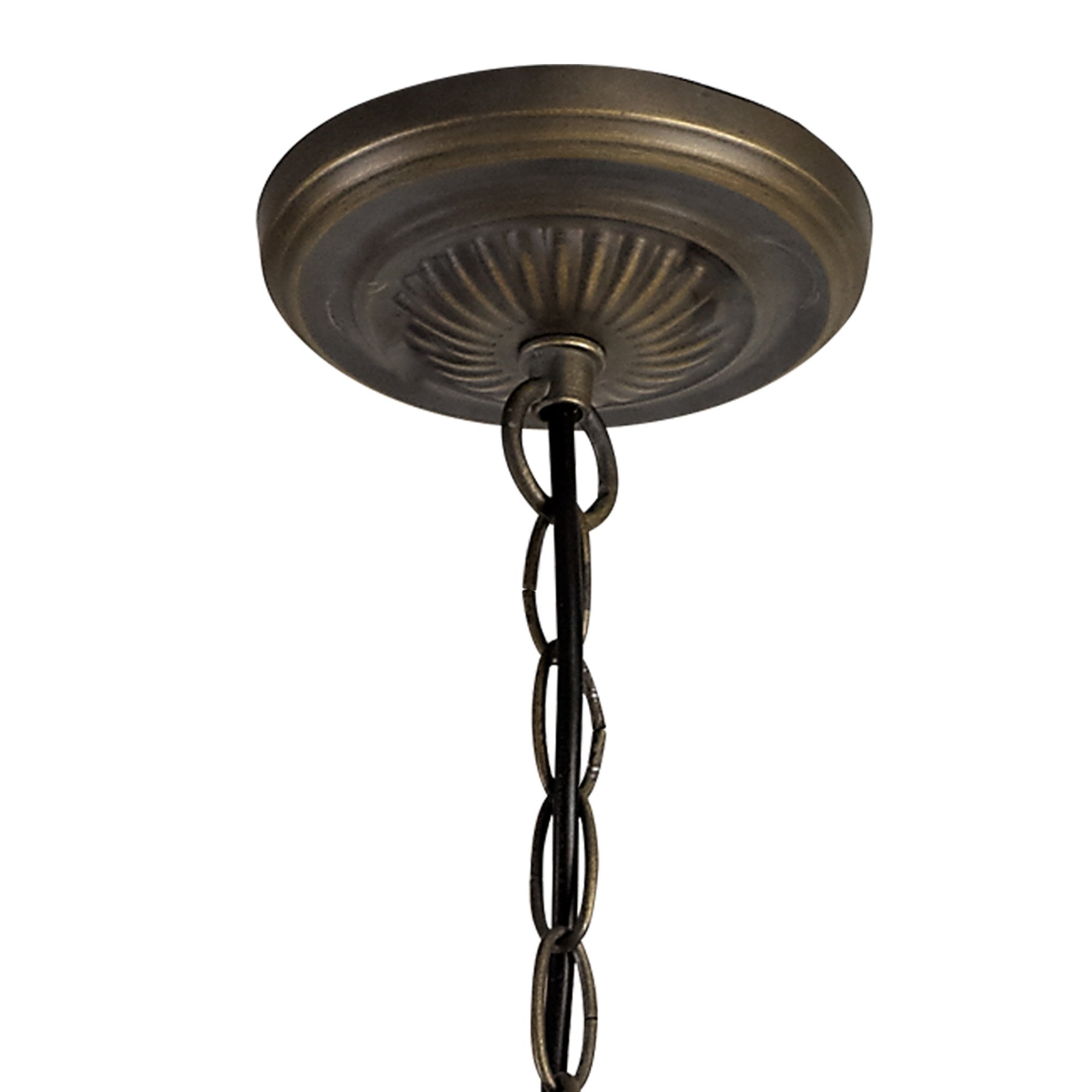 NLK03449 Umbrian 3 Light Up Lighter Pendant With 40cm Tiffany Shade Grey/Chrome/Crystal/Aged Antique Brass