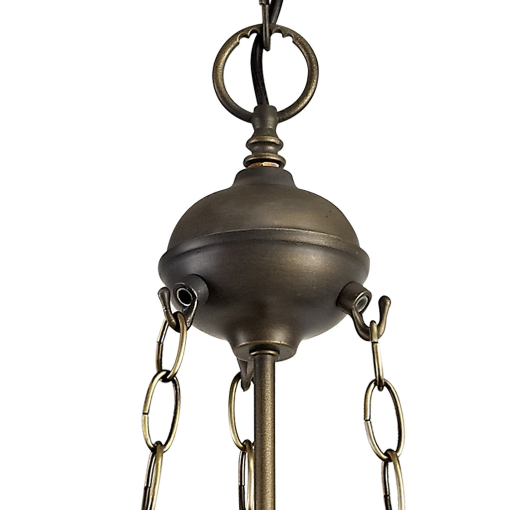 NLK03449 Umbrian 3 Light Up Lighter Pendant With 40cm Tiffany Shade Grey/Chrome/Crystal/Aged Antique Brass
