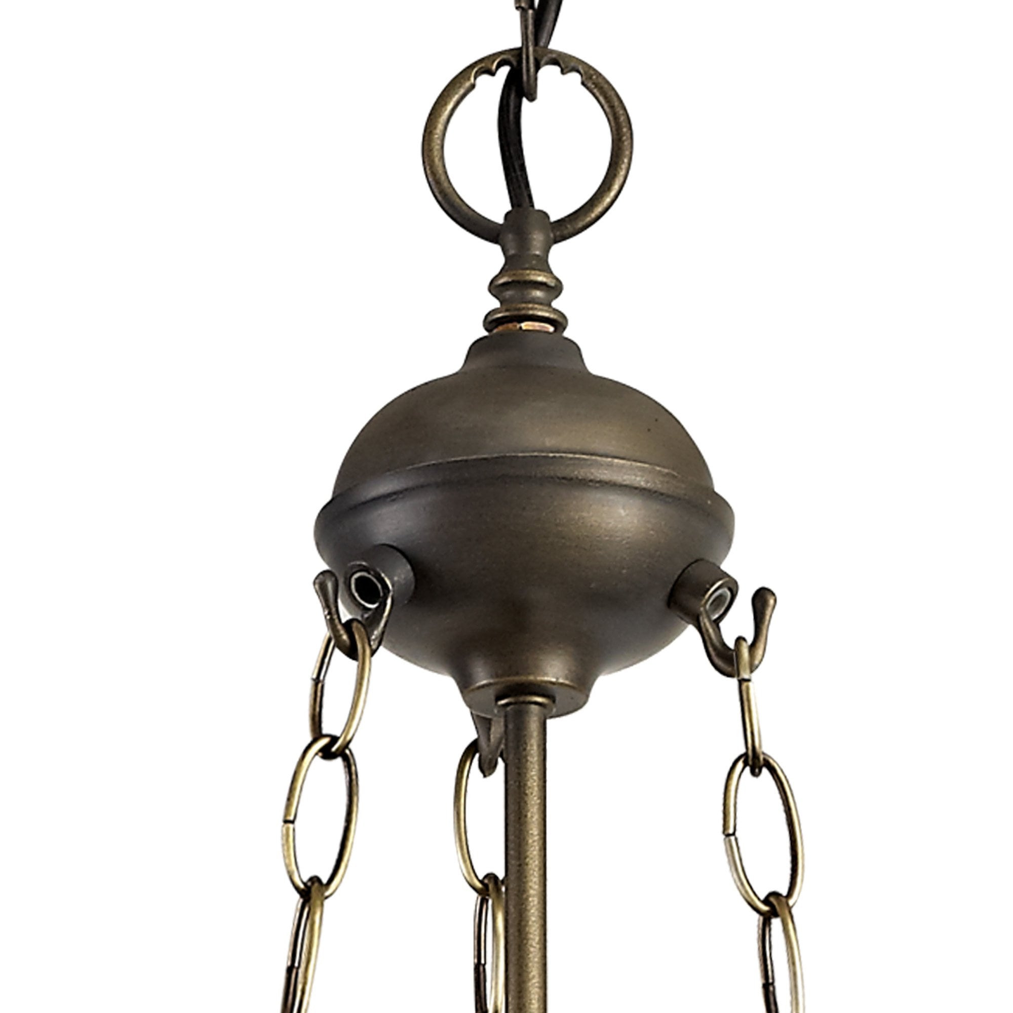 NLK03449 Umbrian 3 Light Up Lighter Pendant With 40cm Tiffany Shade Grey/Chrome/Crystal/Aged Antique Brass