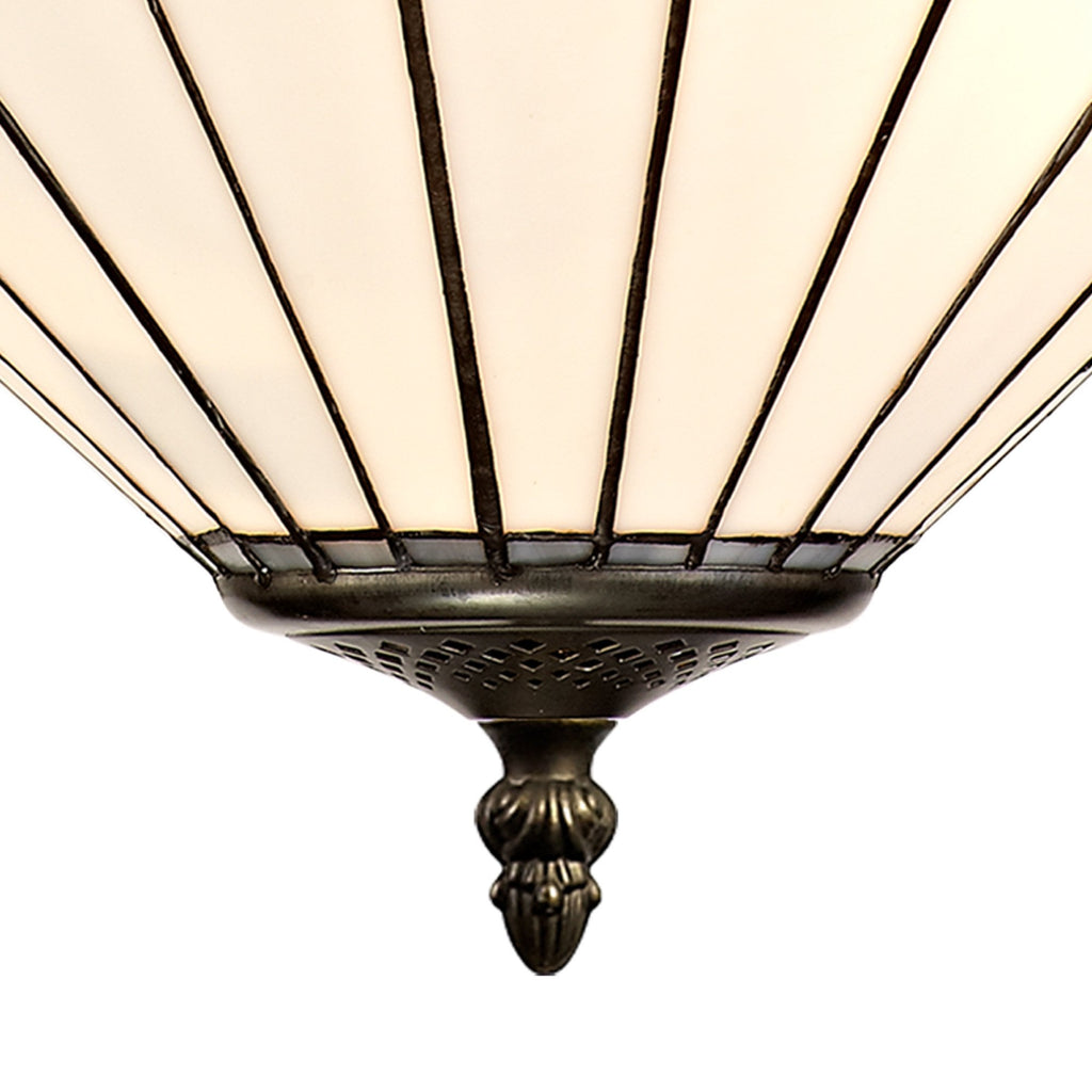 NLK03449 Umbrian 3 Light Up Lighter Pendant With 40cm Tiffany Shade Grey/Chrome/Crystal/Aged Antique Brass