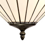 NLK03449 Umbrian 3 Light Up Lighter Pendant With 40cm Tiffany Shade Grey/Chrome/Crystal/Aged Antique Brass