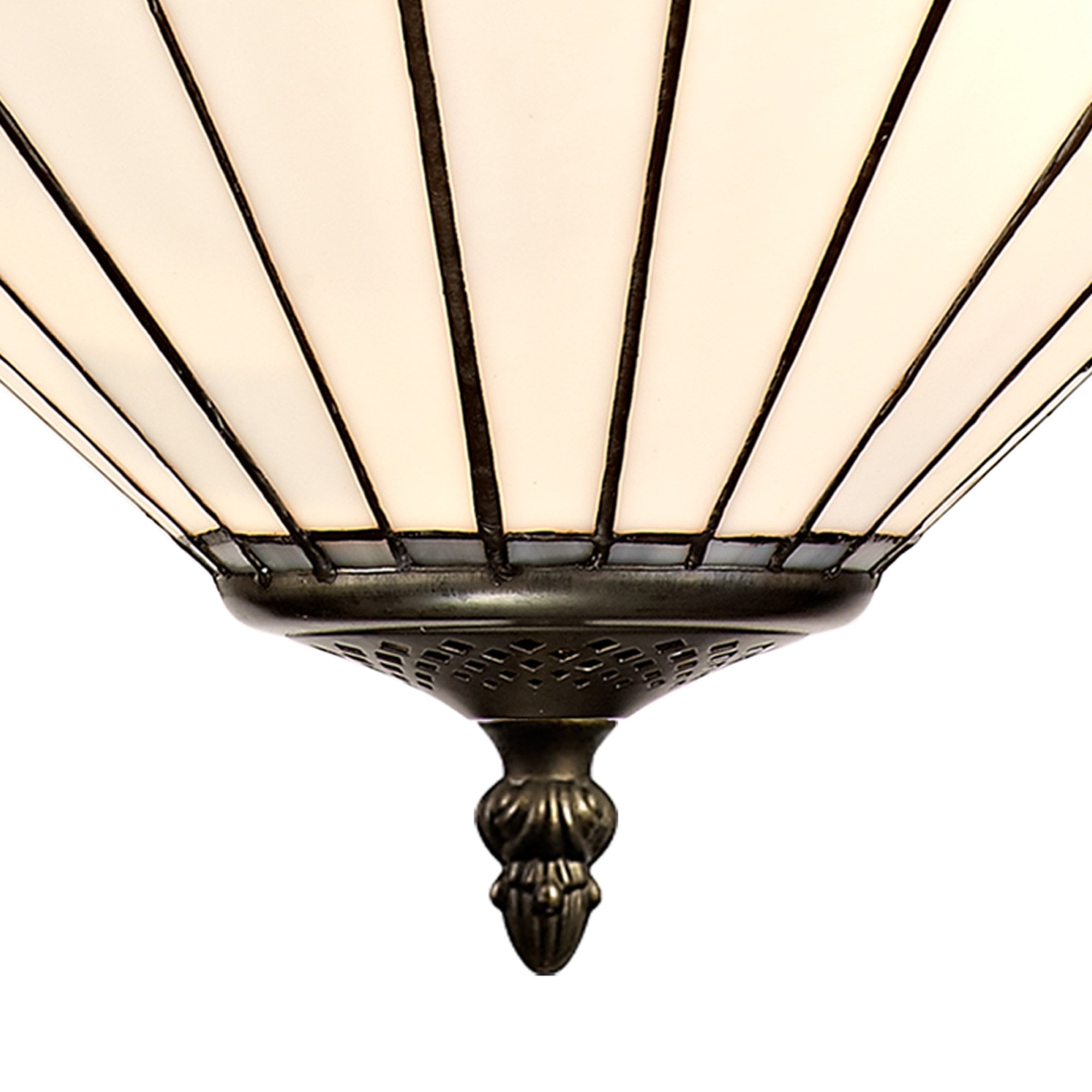 NLK03449 Umbrian 3 Light Up Lighter Pendant With 40cm Tiffany Shade Grey/Chrome/Crystal/Aged Antique Brass
