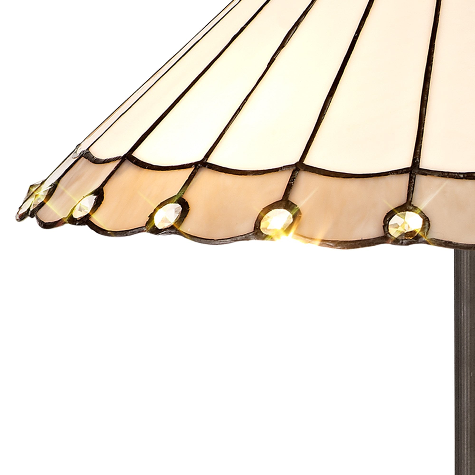 NLK03459 Umbrian 2 Light Octagonal Floor Lamp With 40cm Tiffany Shade Grey/Chrome/Crystal/Aged Antique Brass