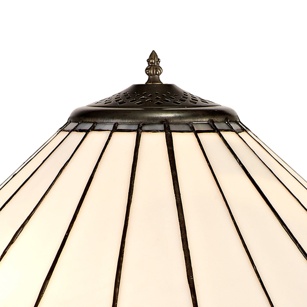 NLK03459 Umbrian 2 Light Octagonal Floor Lamp With 40cm Tiffany Shade Grey/Chrome/Crystal/Aged Antique Brass