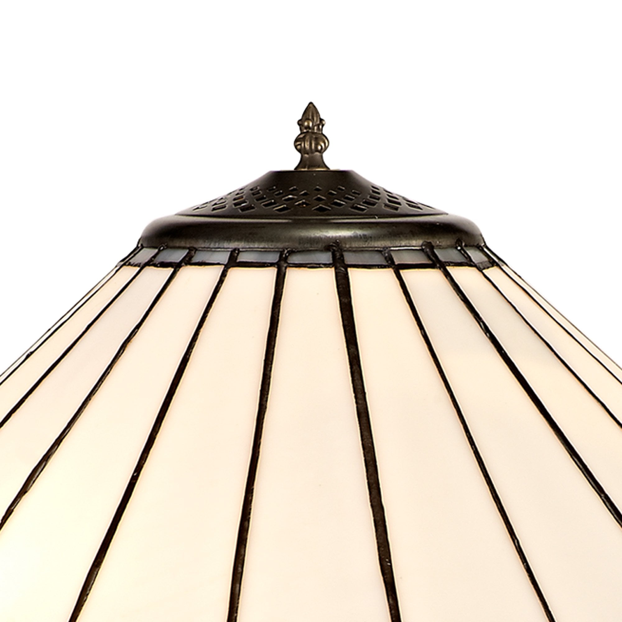NLK03459 Umbrian 2 Light Octagonal Floor Lamp With 40cm Tiffany Shade Grey/Chrome/Crystal/Aged Antique Brass