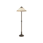 NLK03469 Umbrian 2 Light Leaf Design Floor Lamp With 40cm Tiffany Shade Grey/Chrome/Crystal/Aged Antique Brass