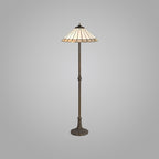 NLK03469 Umbrian 2 Light Leaf Design Floor Lamp With 40cm Tiffany Shade Grey/Chrome/Crystal/Aged Antique Brass