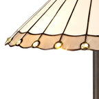 NLK03469 Umbrian 2 Light Leaf Design Floor Lamp With 40cm Tiffany Shade Grey/Chrome/Crystal/Aged Antique Brass