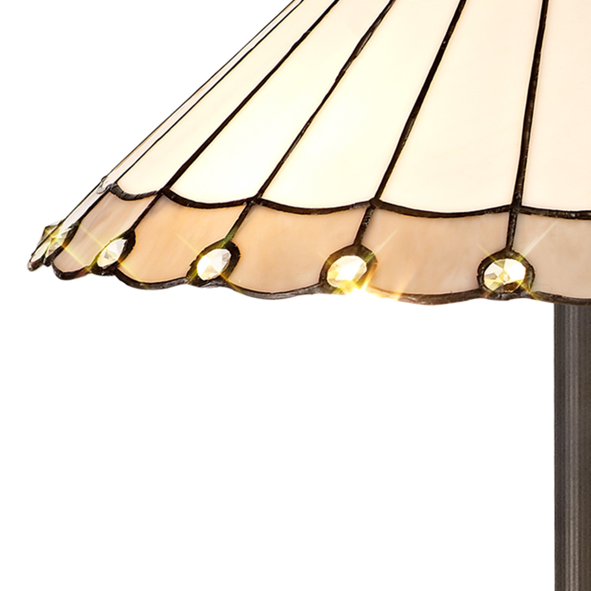 NLK03469 Umbrian 2 Light Leaf Design Floor Lamp With 40cm Tiffany Shade Grey/Chrome/Crystal/Aged Antique Brass