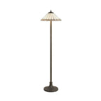 NLK03479 Umbrian 2 Light Stepped Design Floor Lamp With 40cm Tiffany Shade Grey/Chrome/Crystal/Aged Antique Brass