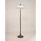 NLK03479 Umbrian 2 Light Stepped Design Floor Lamp With 40cm Tiffany Shade Grey/Chrome/Crystal/Aged Antique Brass