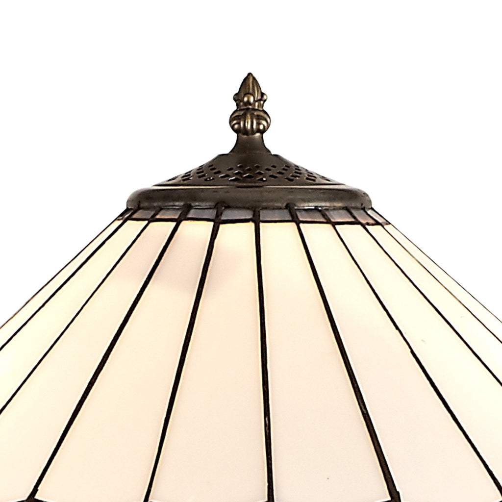NLK03479 Umbrian 2 Light Stepped Design Floor Lamp With 40cm Tiffany Shade Grey/Chrome/Crystal/Aged Antique Brass