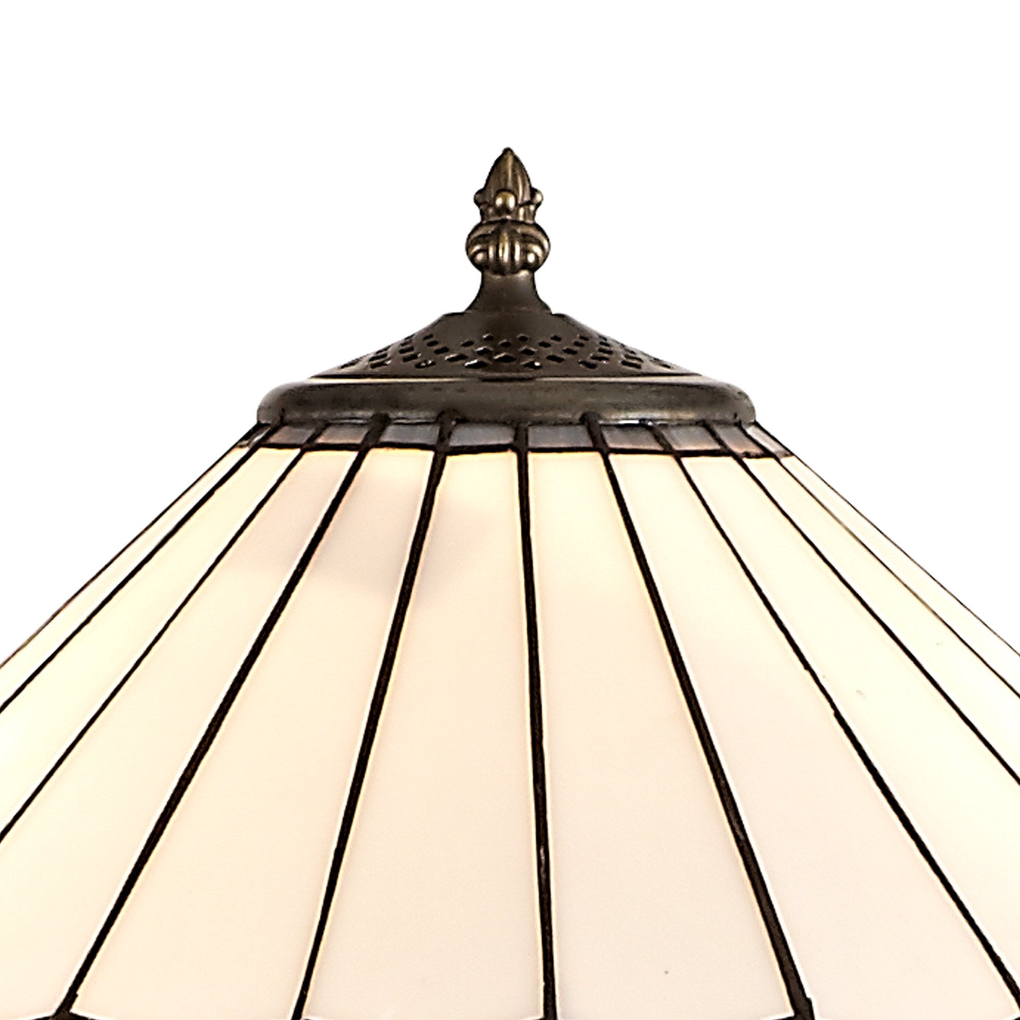 NLK03479 Umbrian 2 Light Stepped Design Floor Lamp With 40cm Tiffany Shade Grey/Chrome/Crystal/Aged Antique Brass
