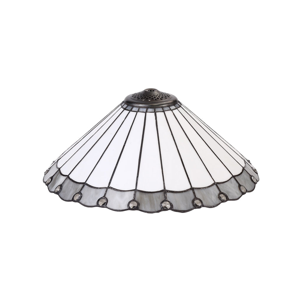 NLK03479 Umbrian 2 Light Stepped Design Floor Lamp With 40cm Tiffany Shade Grey/Chrome/Crystal/Aged Antique Brass